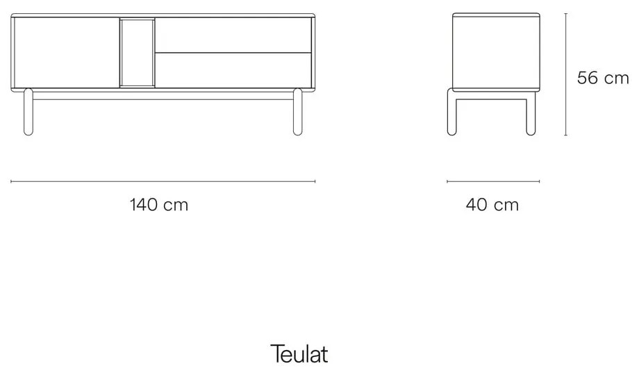 Tavolo TV grigio scuro 140x56 cm Corvo - Teulat