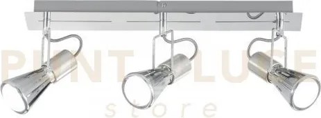 Spot cadillac cromo 3 luci attacco e14 45x10x16cm in metallo orient...