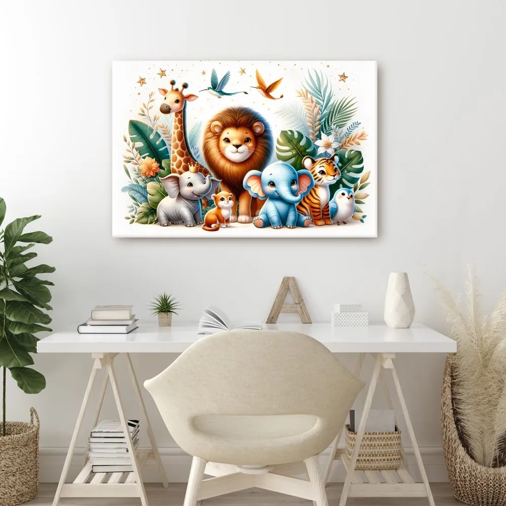 Quadro su tela – Re della giungla con i suoi dolci amici