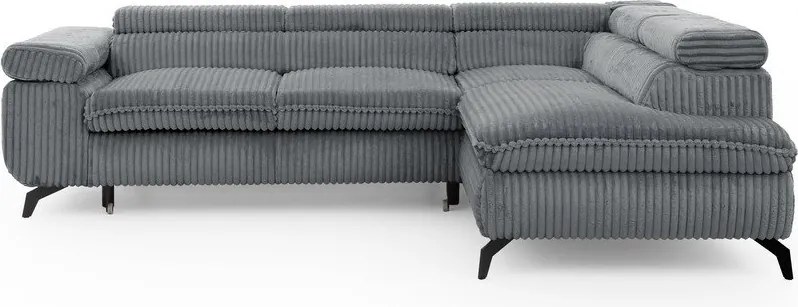 Divano angolare grigio (con penisola a destra/a L) con rivestimento in velluto a coste Marbeya – Ropez