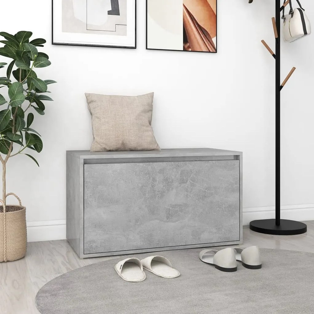 Panca Da Ingresso 80x40x45 Cm Grigio Cemento İn Truciolato /