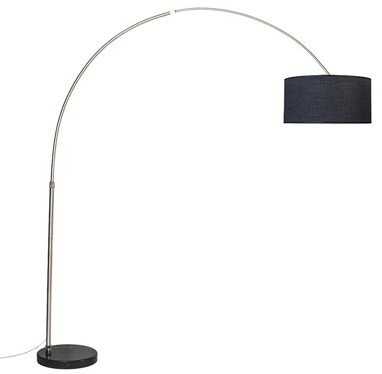 Lampada ad arco in acciaio con paralume in tessuto nero 50 cm - XXL