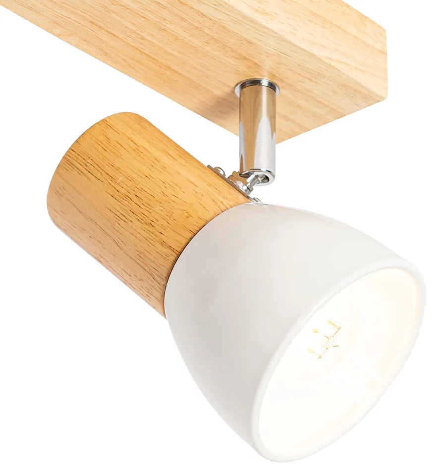 Faretto da soffitto in legno con bianco orientabile 3 luci - Thorin