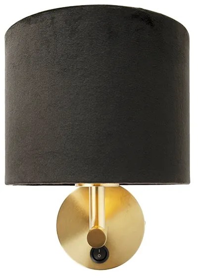 Applique da parete classica dorata con paralume in velluto nero - Combi
