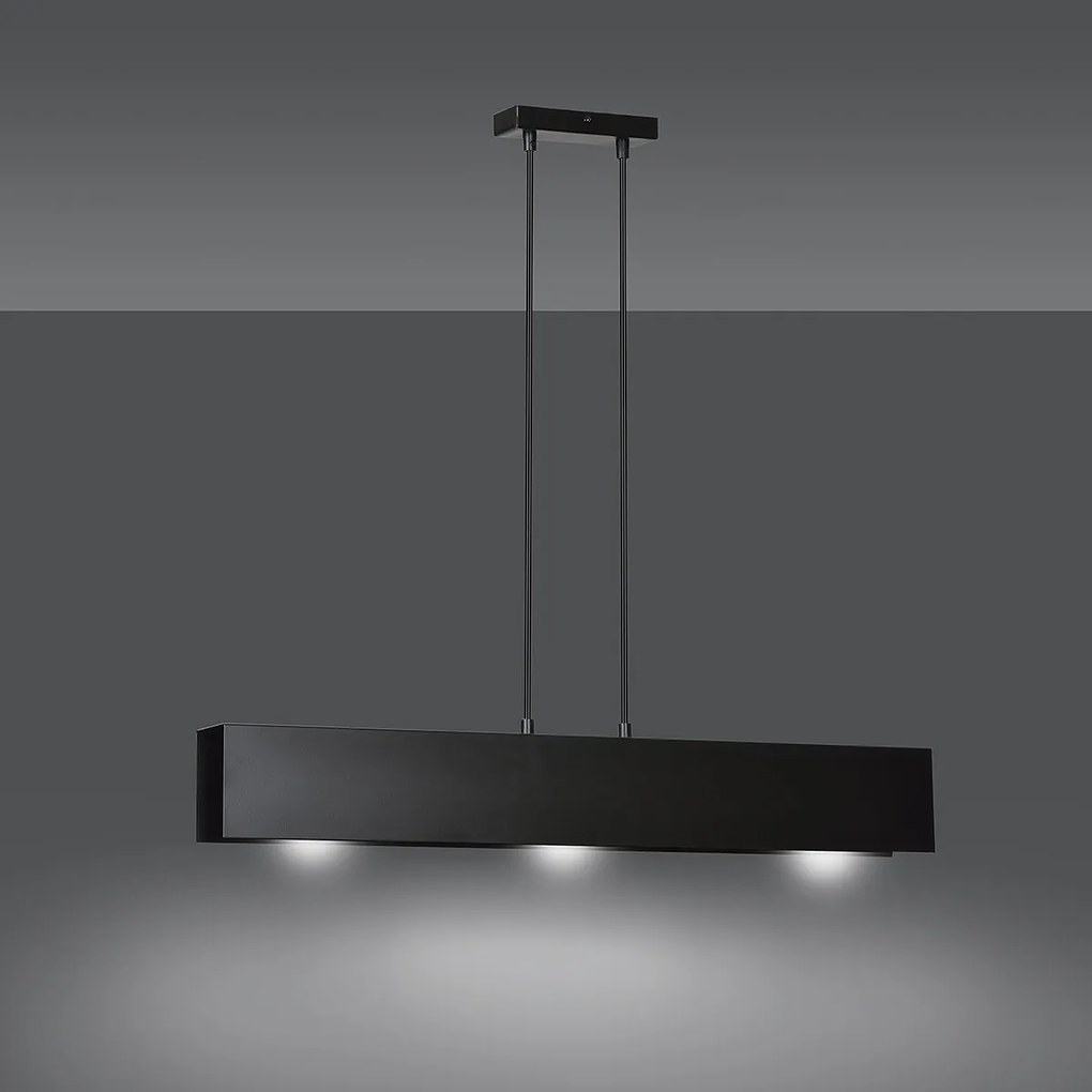 Lampadario Moderno 3 Luci Gentor In Acciaio Nero