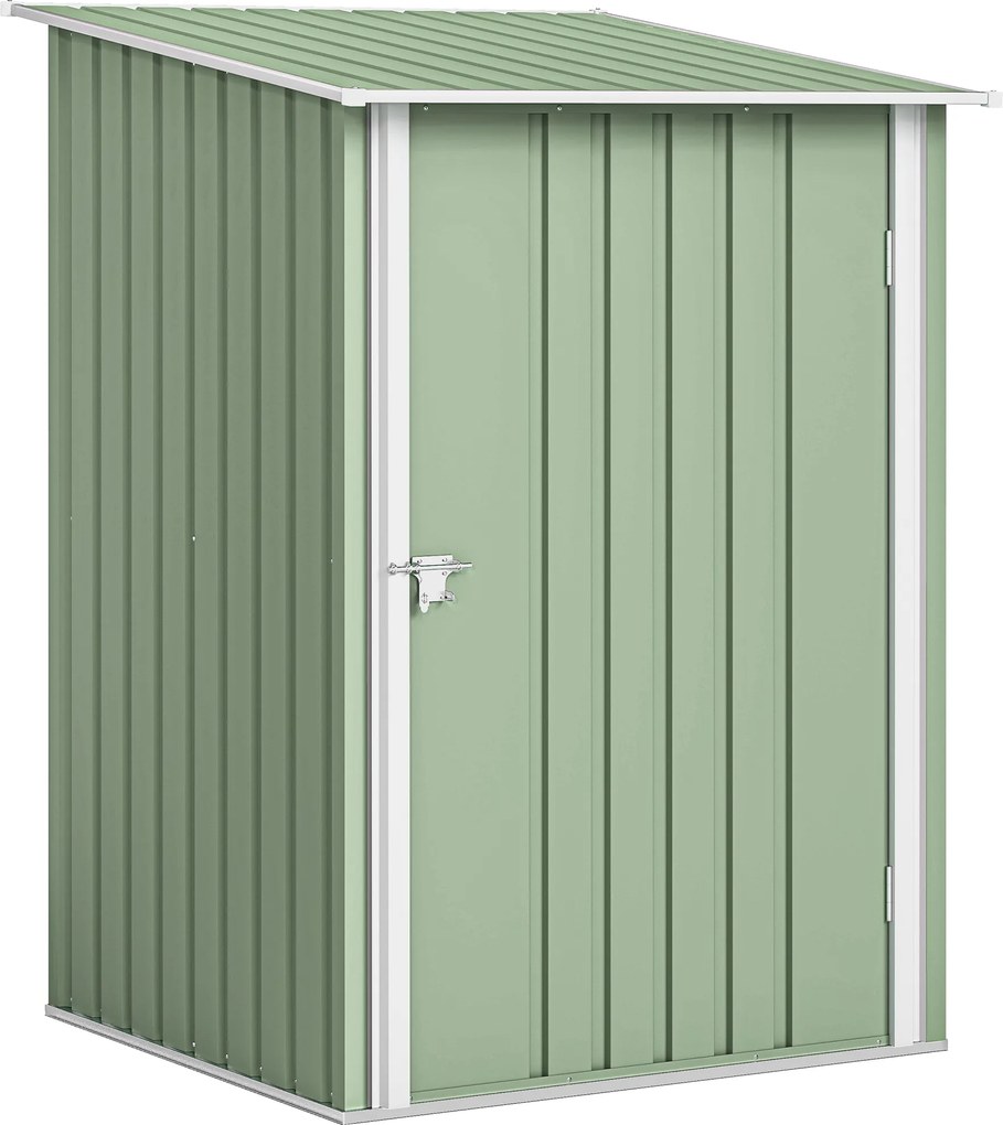 Casetta da Giardino Porta Attrezzi 100x104x160 cm con Porta in Acciaio Galvanizzato Verde Chiaro...