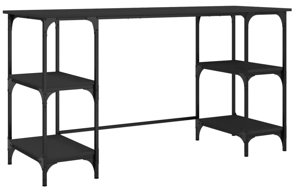 Scrivania nera 140x50x75 cm in metallo e legno multistrato