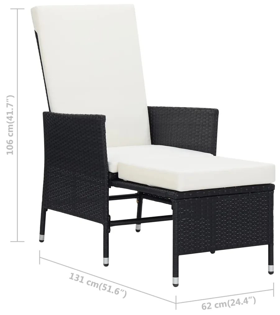 Set Divani da Giardino 2 pz con Cuscini in Polyrattan Nero