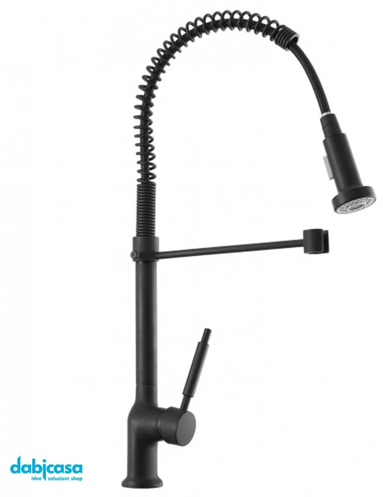 Miscelatore Cucina "Kitchen" Con Tubo Con Molla Orientabile Nero Opaco