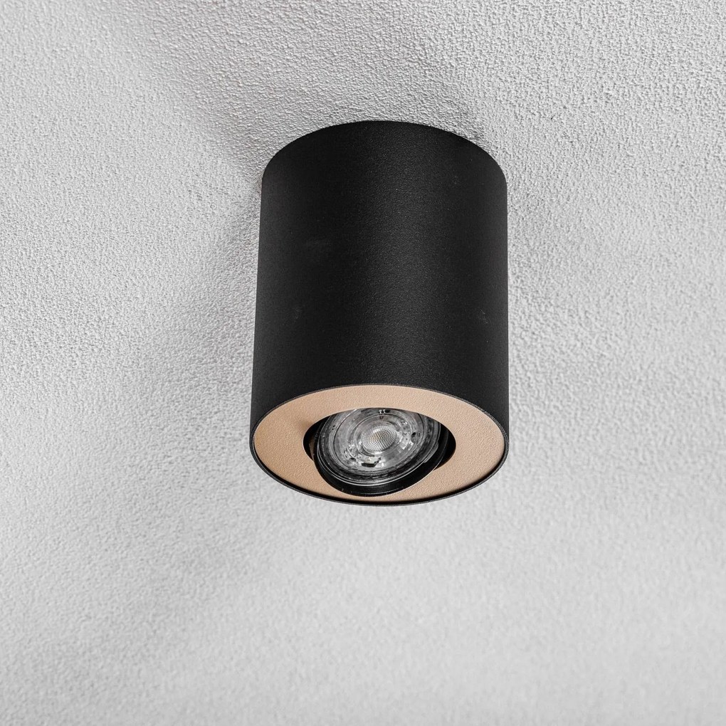 Nowodvorski Lighting Set faretti da soffitto, regolabili, nero, interno dorato