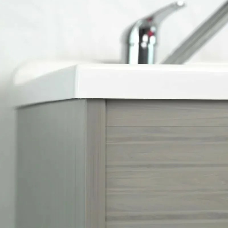 Mobile lavatoio 80 cm in PVC rovere kit di montaggio scarico incluso