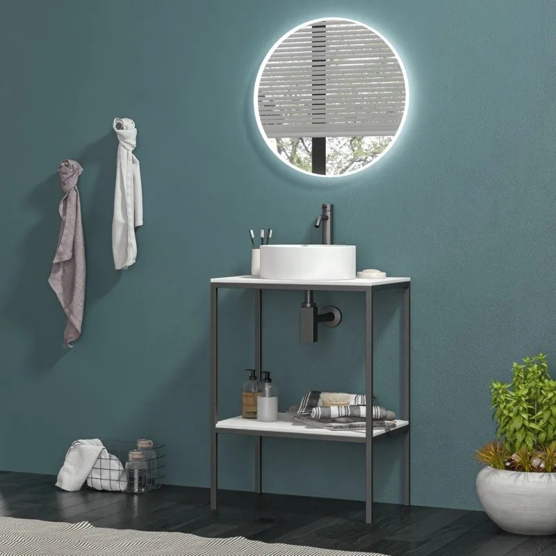 Mobile bagno metallico 60 cm con due ripiani NET-60 - KAMALU