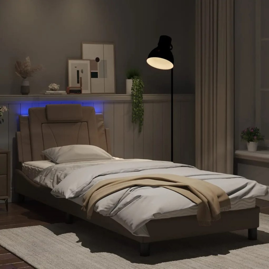 Giroletto con luci led cappuccino 90x200 cm in similpelle