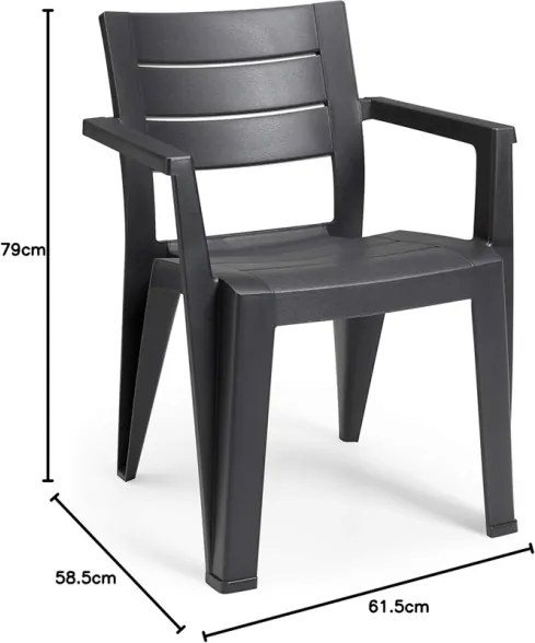 Sedia Da Esterno In Resina Con Braccioli Keter Julie Antracite