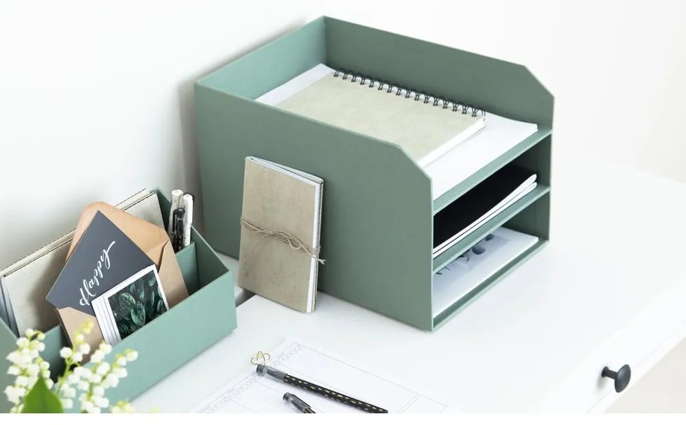 Organizer verde in cartone per documenti Trey Canvas Paper Laminate – Bigso