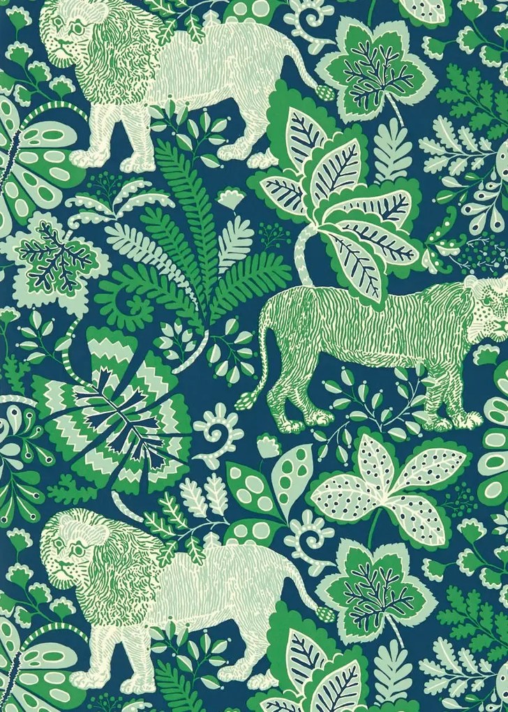 Scion Carta da parati Rumble in the Jungle - Midnight/ Mint Leaf