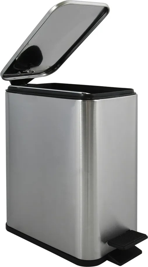 Cestino per la spazzatura color argento opaco in acciaio con pedale 5 l Erik – Spirella