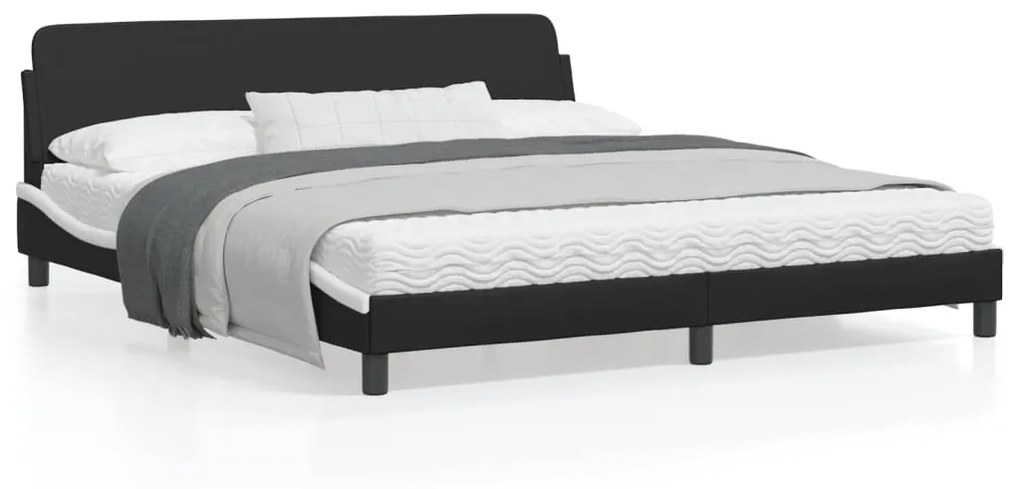 Giroletto Con Testiera Nero E Bianco 180x200 Cm İn Similpelle /