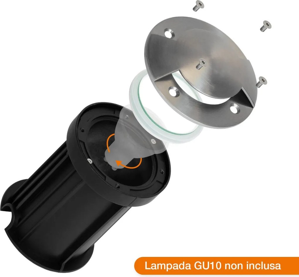 Faretto Carrabile Bidirezione GU10 IP67 - INOX con Doppio Pressacavo