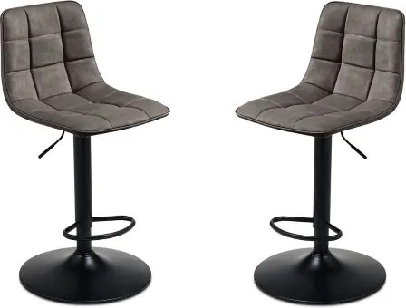 Sgabello girevole in ecopelle Antracite e struttura in metallo Arca 2 pezzi