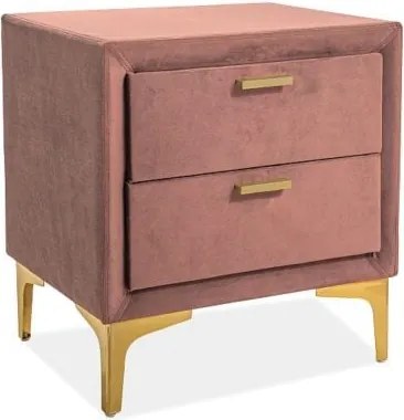 Comodino imbottito Monako in velluto rosa - L36 x L53 x H56 cm