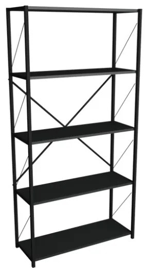 Libreria 5 Ripiani Stile Industrial 88x34x180 Jacob Antracite