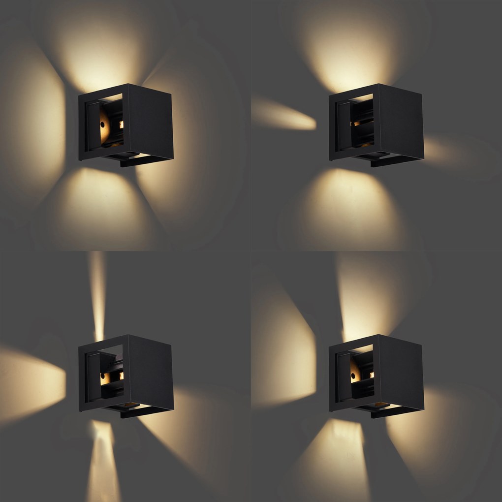 Lampada da Parete Moderna Nera Incl. LED IP44 - Edwin Quadro