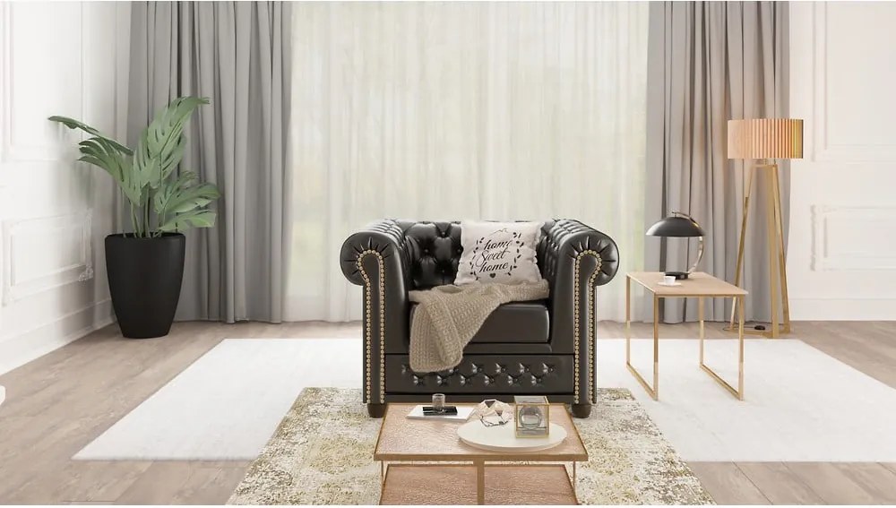 Poltrona in similpelle nera York - Ropez