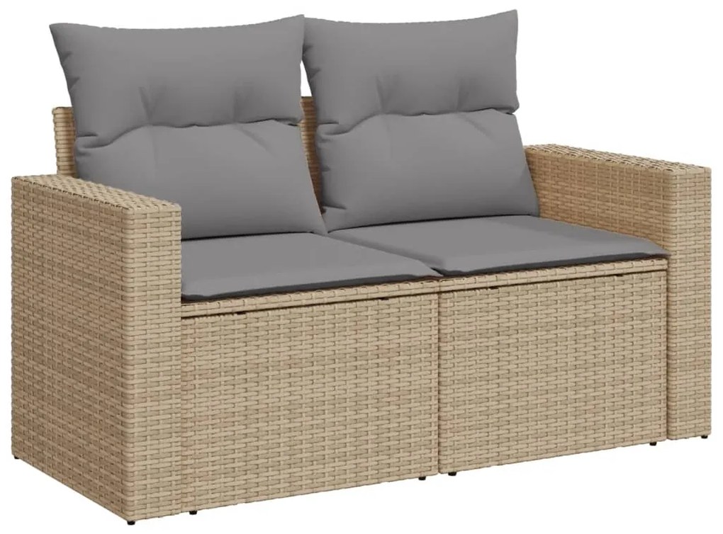 Set divano da giardino 8 pz con cuscini beige misto polyrattan