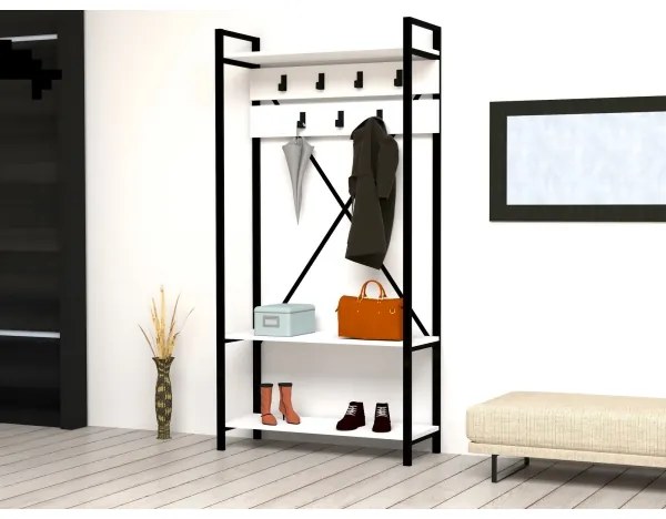 Parete ingresso ALFA 180x90 cm bianco/nero