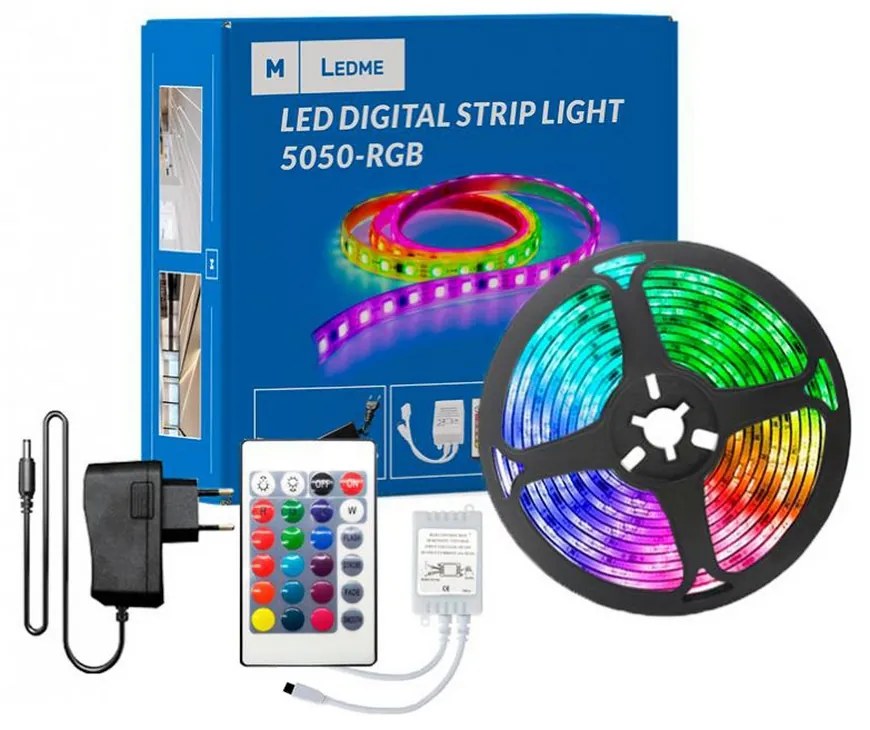 Kit Striscia Led 12V 16W SMD 5050 3 metri IP20 con telecomando RGB M LEDME