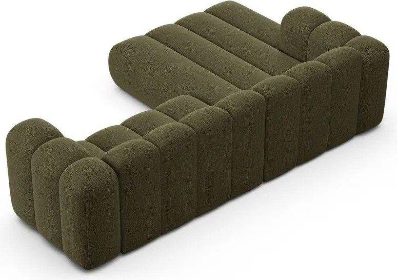 Divano angolare verde (con penisola a sinistra/con chaise lounge) con rivestimento in ciniglia Lupine – Micadoni