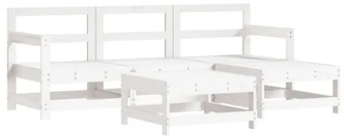 Set Salotto da Giardino 5 pz Bianco in Legno Massello di Pino