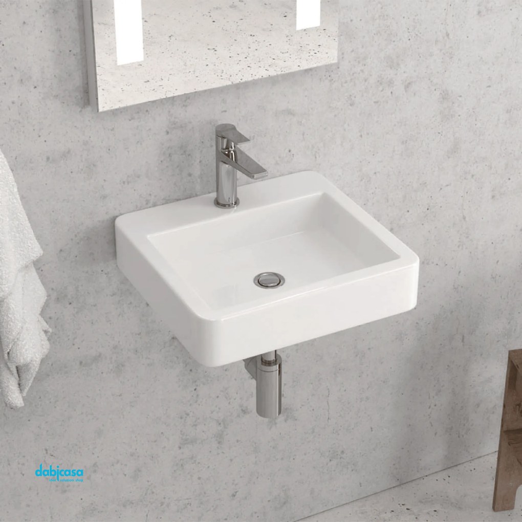 Lavabo Sospeso Da 45x42 Cm Finitura Bianco Lucido