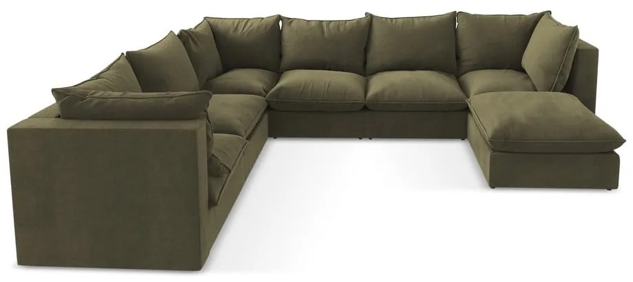 Divano angolare color kaki (con penisola a sinistra/a U) Manao – Makamii