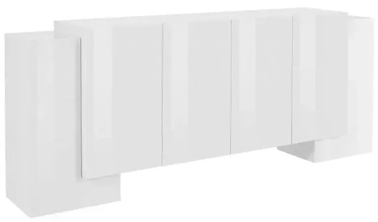 Credenza Moderna Pillon con 2+4 Ante Battenti Bianco Lucido