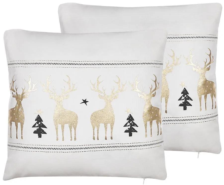 Set di 2 cuscini decorativi con renne 45 x 45 cm bianco DONNER Beliani