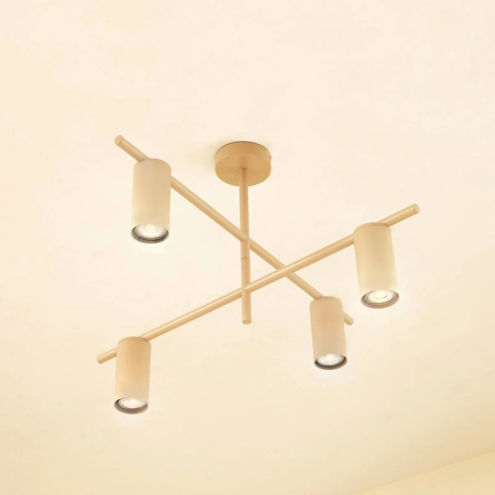 Plafoniera soffitto Marilou Lindby, dimmerabile, Crema / Ambra, Soggiorno / Sala da pranzo, Metallo, Moderno, Plafoniera