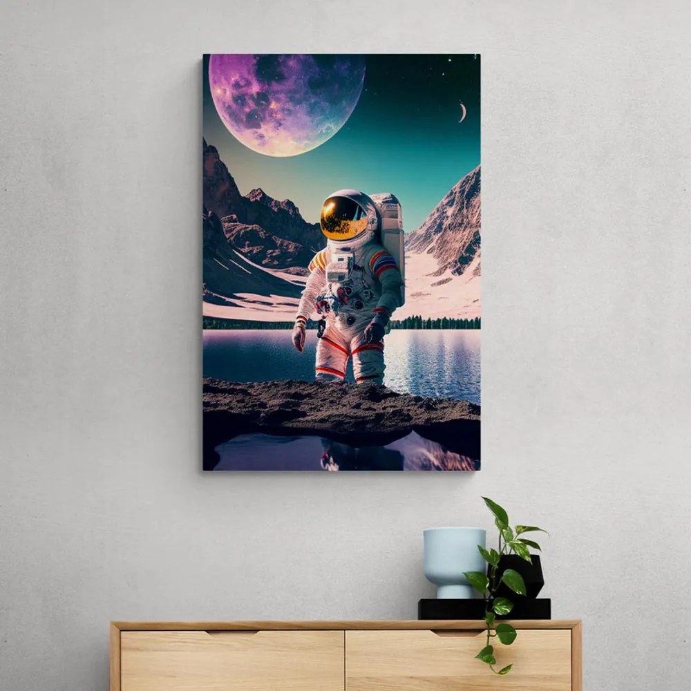 Quadro su tela – Astronauta sulla superficie di un pianeta sconosciuto