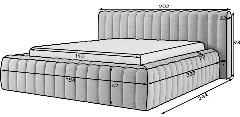 Letto matrimoniale imbottito beige con contenitore e rete inclusi 140x200 cm Carilla – ELTAP