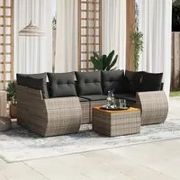 Set Divani da Giardino 7 pz con Cuscini Grigio in Polyrattan 3224905