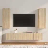 Set di Mobili Porta TV 4 pz Rovere Sonoma in Legno Multistrato 3114200