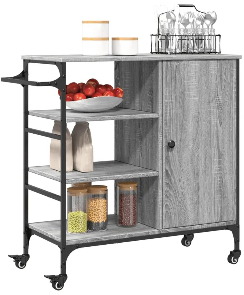 Carrello da cucina grigio sonoma 87,5x38,5x84,5 cm multistrato