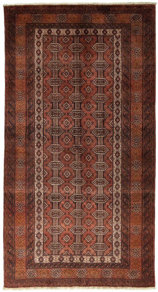 Turkmen Tappeto 290x150 Rosso (Iran) Annodato A Mano