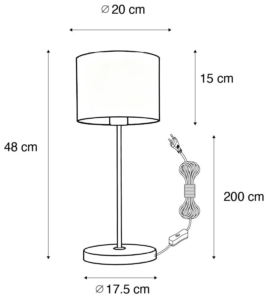 Lampada da tavolo in ottone con paralume nero 20 cm - Kaso