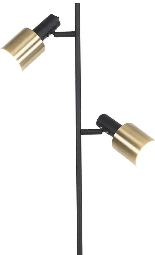 Lampada da terra intelligente nera con oro incl. 2 wifi A60 - Stijn