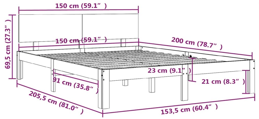 Giroletto in Legno Massello 150x200 cm King Size