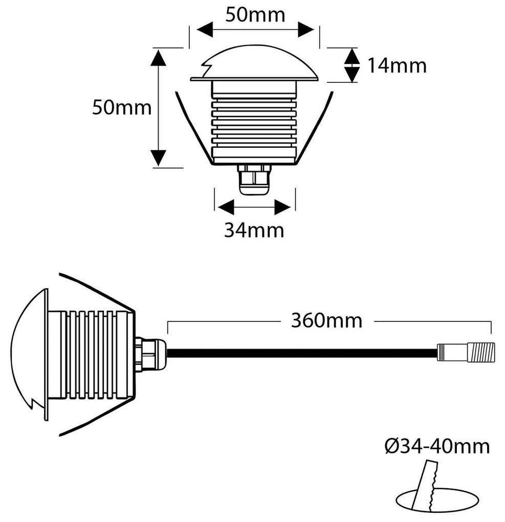 Faretto LED 3W Tridirezionale IP67 - Professional Colore Bianco Caldo 2.700K