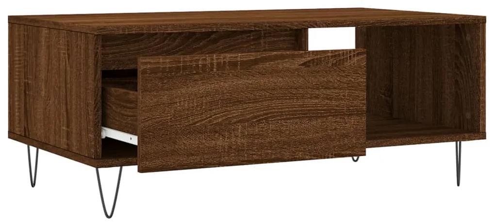 Tavolino da salotto rovere marrone 90x50x36,5 cm in multistrato