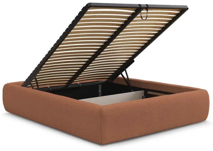 Letto matrimoniale imbottito arancione con contenitore/senza testiera con rete inclusa 180x200 cm Inera – Bobochic Paris